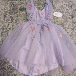 Lavender Tulle Dress with Butterfly Accents